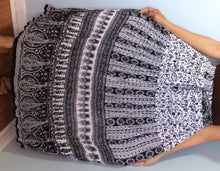 Load image into Gallery viewer, Broomstick Skirt ! Black and white Crinkle Rayon ! One Size, Fits Most ! Peasant Boho !!