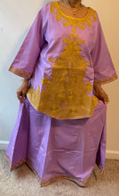 Load image into Gallery viewer, African Skirt Set made in Ghana in Lavender Color with Gold embroidery is Stunning!