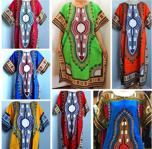 100% Cotton Fabric, Dashiki Print Kaftan with Zipper, 1X, 2X, 3X