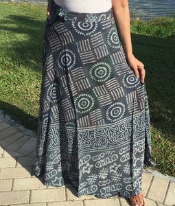 100% Fine Rayon Gray Color Wrap Skirt | Tie-Dye Print ! One Size Fits Most |