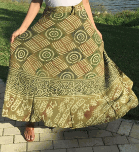 100% Fine Rayon Wrap Skirt | Block Print ! One Size Fits Most | A Line Fit!