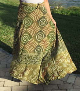 100% Fine Rayon Wrap Skirt | Block Print ! One Size Fits Most | A Line Fit!
