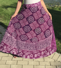 Load image into Gallery viewer, 100% Fine Rayon Purple Color Wrap Skirt | Block Print ! One Size Fits Most |