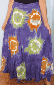 100% Fine Rayon Wrap Skirt ! Tie-Dye Print ! One Size Fits Most !