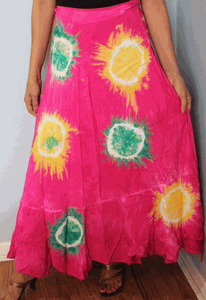100% Fine Rayon Wrap Skirt | Tie-Dye Print ! One Size Fits Most |