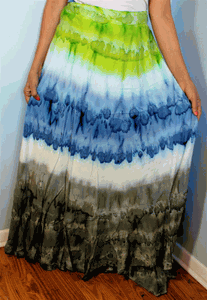 100% Fine Rayon Wrap Skirt ! Tie-Dye Print ! One Size Fits Most !