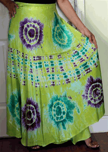 100% Fine Rayon Wrap Skirt ! Tie-Dye Print ! One Size Fits Most !
