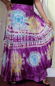 100% Fine Rayon Wrap Skirt ! Tie-Dye Print ! One Size Fits Most !