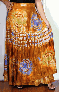 100% Fine Rayon Wrap Skirt ! Tie-Dye Print ! One Size Fits Most !