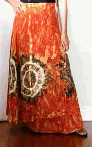 100% Fine Rayon Wrap Skirt ! Tie-Dye Print ! One Size Fits Most !