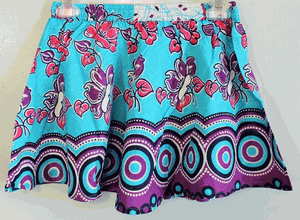 100% Printed Mini Skirt Beach Cover Up, fits sizes S, M, L
