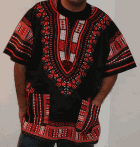 Plus Size African Dashiki! Unisex Black Red Daishiki! 1X 2X 3X