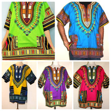 Load image into Gallery viewer, African Unisex Dashiki Plus Size! One Size! One Size Fits Most! Hippie Shirt! 60s 70s Look!