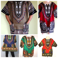 Load image into Gallery viewer, African Unisex Dashiki Plus Size! One Size! One Size Fits Most! Hippie Shirt! 60s 70s Look!