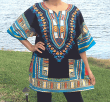 Load image into Gallery viewer, African Unisex Dashiki Plus Size! One Size! One Size Fits Most! Hippie Shirt! 60s 70s Look!