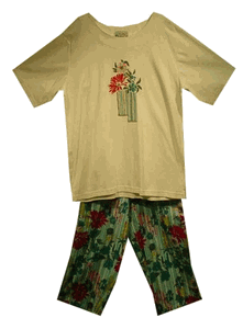 BLOWOUT SALE! Capri Pant & Knit Embroidered Sequined Plus Size Set !  2X  !