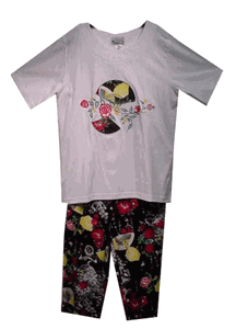 BLOWOUT SALE! Capri Pant & Knit Embroidered Sequined Plus Size Set !  1X 2X  !