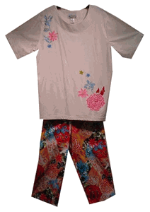 BLOWOUT SALE! Capri Pant & Knit Embroidered Sequined Plus Size Set !  2X 3X!