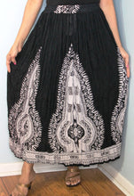 Load image into Gallery viewer, Broomstick Skirt ! Black and White Crinkle Rayon ! One Size, Fits Most ! Peasant Boho !!