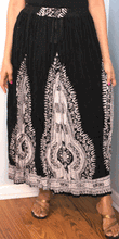 Load image into Gallery viewer, Broomstick Skirt ! Black and White Crinkle Rayon ! One Size, Fits Most ! Peasant Boho !!