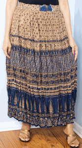 Broomstick Skirt ! Blue Crinkle Rayon ! One Size, Fits Most !