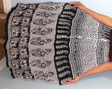 Load image into Gallery viewer, Broomstick Skirt! Black and White Printed Crinkle Rayon ! One Size, Fits Most ! Peasant Boho !!