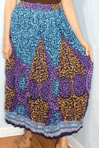 Broomstick Skirt ! Ethnic Print Crinkle Rayon ! One Size, Fits Most ! Peasant Boho !!