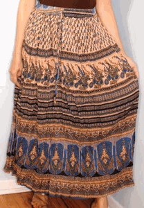 Broomstick Skirt ! Ethnic Print Crinkle Rayon ! One Size, Fits Most ! Peasant Boho !!