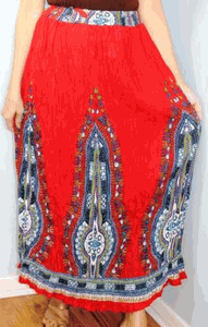 Broomstick Skirt ! Ethnic Print Crinkle Rayon ! One Size, Fits Most ! Peasant Boho !!