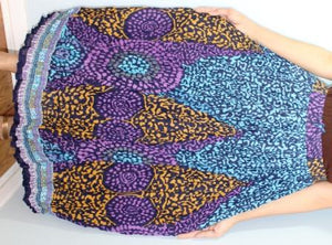 Broomstick Skirt ! Ethnic Print Crinkle Rayon ! One Size, Fits Most ! Peasant Boho !!