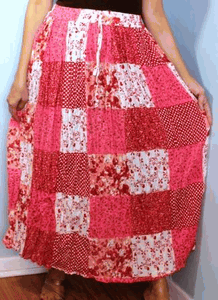 Broomstick Skirt ! Patch Print Crinkle Rayon ! One Size, Fits Most ! Peasant Boho !!