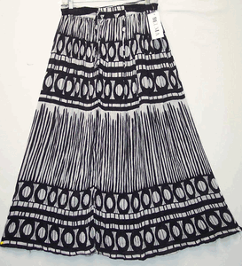 Geometrical Pattern Printed Cotton Long Maxi Skirts Broomstick