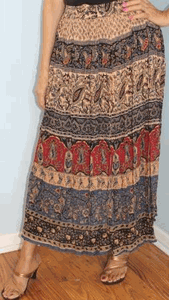 Broomstick Skirt ! Printed Crinkle Rayon ! One Size, Fits Most !