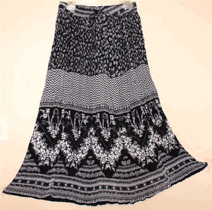Broomstick Skirt ! Printed Crinkle Rayon ! One Size, Fits Most !