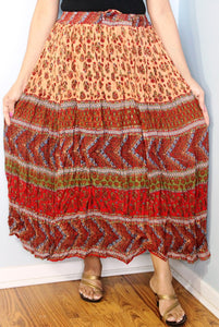 Broomstick Skirt ! Red Crinkle Rayon ! One Size, Fits Most !