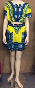 Custom Made Skirt Set in Dashiki Print!! Can be made in S M L Sizes!!