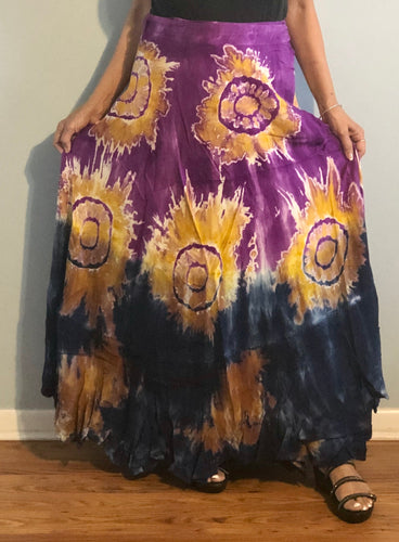 100% Fine Rayon Wrap Skirt ! Tie-Dye Print ! One Size Fits Most !