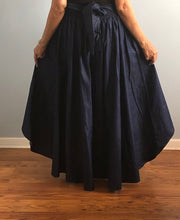 Load image into Gallery viewer, Trendy High Low Flared Blue Denim Skirt with African Pattered!!
