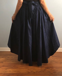 Trendy High Low Flared Blue Denim Skirt with African Pattered!!