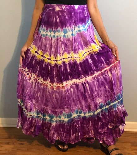 100% Fine Rayon Wrap Skirt ! Tie-Dye Print ! One Size Fits Most !