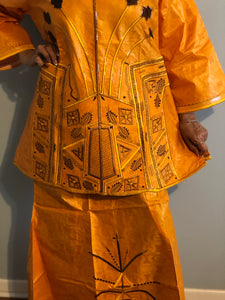 African Skirt Set made in Ghana! One of a kind ! Mustard Gold Color!