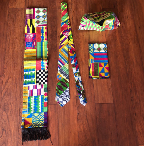 Tie, Kufi, scarf and a pocket square set!