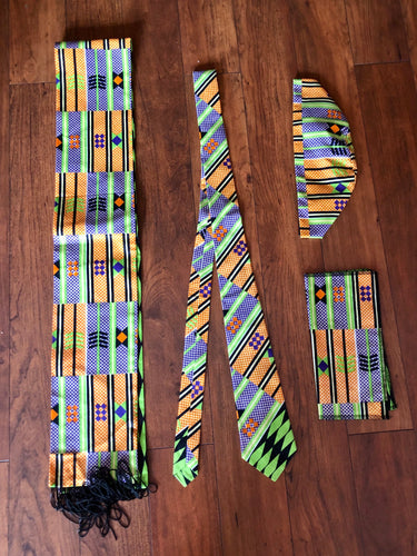Tie, Kufi, scarf and a pocket square set!