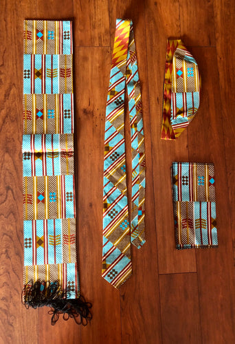 Tie, Kufi, scarf and a pocket square set!