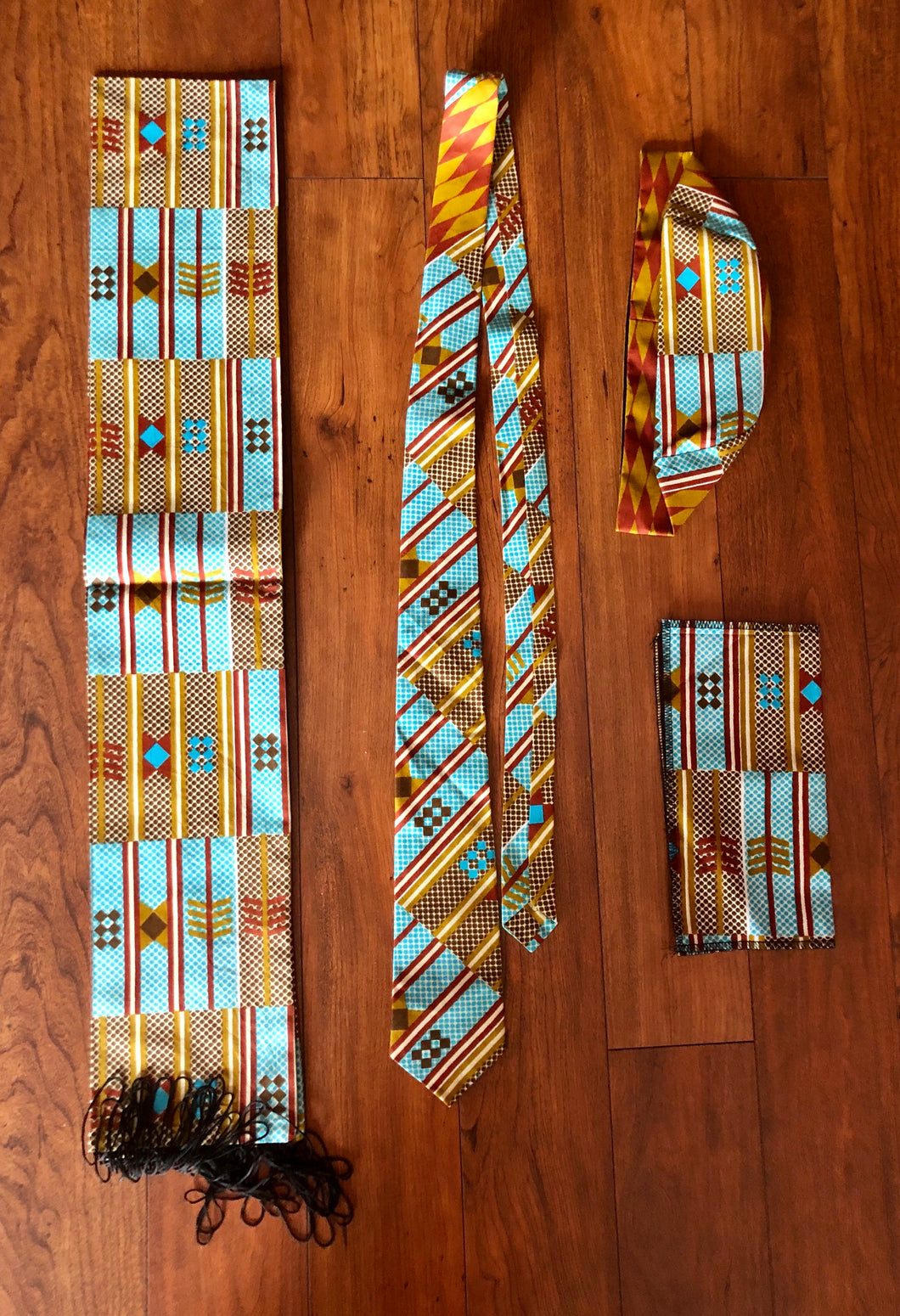 Tie, Kufi, scarf and a pocket square set!