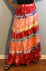 100% Fine Rayon Wrap Skirt ! Tie-Dye Print ! One Size Fits Most !