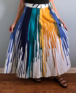 100% Cotton Wrap Skirt | Paint Print ! One Size Fits Most |