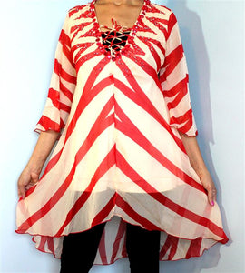 Sequined Tunic Top,Sizes, S, M, L, XL, Printed Georgette