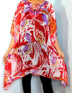 Tunic Top, Plus Size, Printed Georgette, One Size