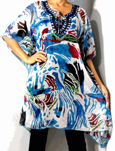 Tunic Top, Plus Size, Printed Georgette, One Size Fits most !!